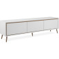 Meuble TV - ARONA - Blanc / Chene artisan - 3 abbatants - 175 x 50 x 38 cm