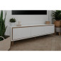 Meuble TV - ARONA - Blanc / Chene artisan - 3 abbatants - 175 x 50 x 38 cm