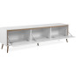 Meuble TV - ARONA - Blanc / Chene artisan - 3 abbatants - 175 x 50 x 38 cm