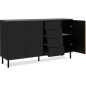 Buffet - MONZA - Décor noir / chene artisan - 3 portes - 4 tiroirs - 160 x 90 x 40 cm