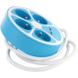 Multiprise design circulaire - CHACON - 4X16 A - Cordon 1,5 m - Avec 2 USB-A + Interrupteur - Bleu