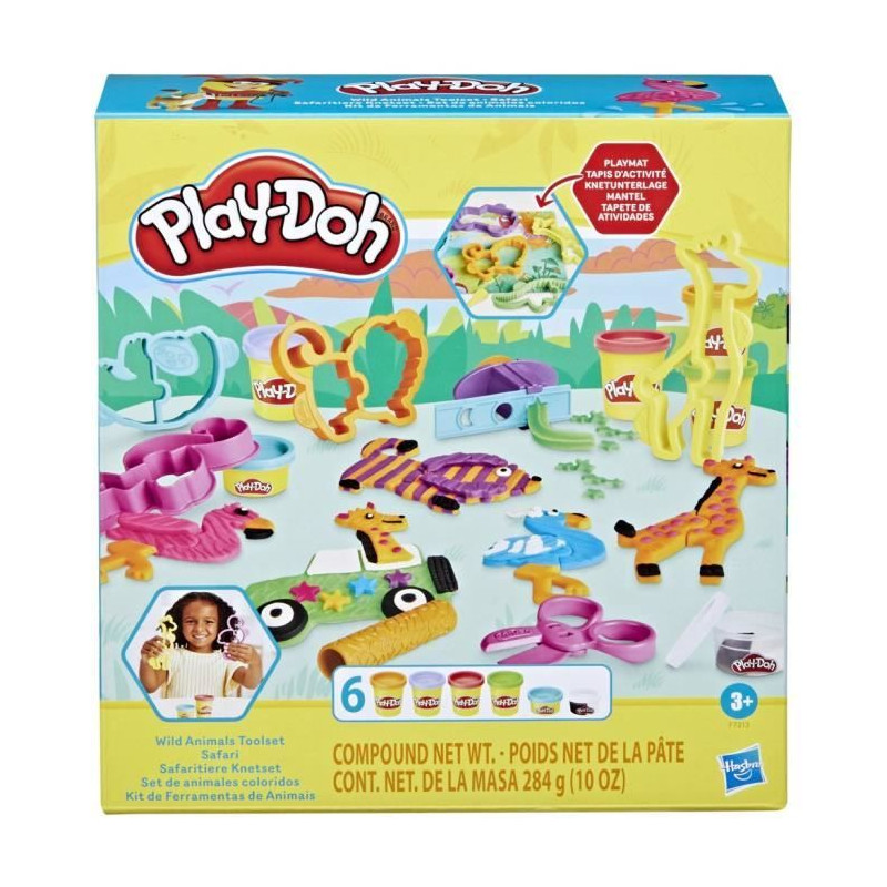 Play-Doh coffret Safari, loisir créatif de pâte a modeler pour enfants sur le theme des animaux, jouets pour enfants, des 3 a