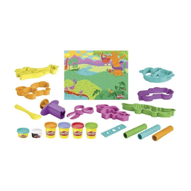 Play-Doh coffret Safari, loisir créatif de pâte a modeler pour enfants sur le theme des animaux, jouets pour enfants, des 3 a