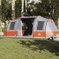 Tente de camping tunnel 4 personnes gris et orange imperméable