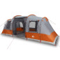 Tente de camping tunnel 4 personnes gris et orange imperméable