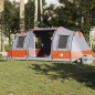 Tente de camping tunnel 4 personnes gris et orange imperméable