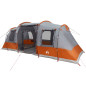 Tente de camping tunnel 4 personnes gris et orange imperméable