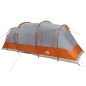 Tente de camping tunnel 4 personnes gris et orange imperméable