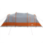 Tente de camping tunnel 4 personnes gris et orange imperméable