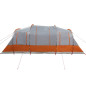 Tente de camping tunnel 4 personnes gris et orange imperméable