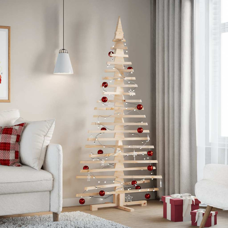 Arbre de Noël en bois pour décoration 180 cm bois massif de pin