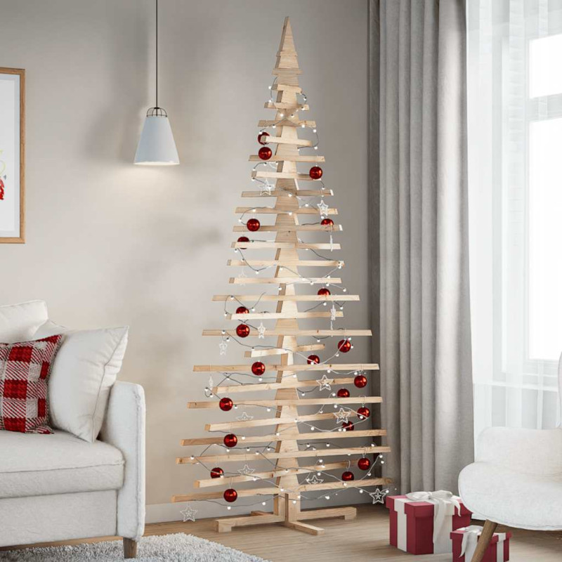 Arbre de Noël en bois pour décoration 210 cm bois massif de pin