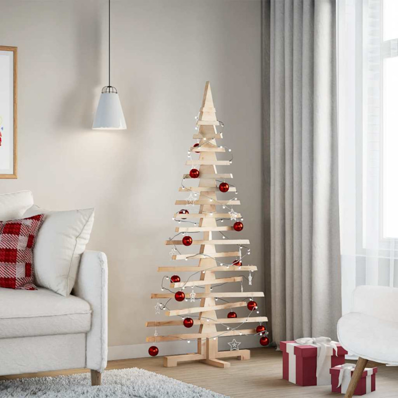 Arbre de Noël en bois pour décoration 150 cm bois massif de pin