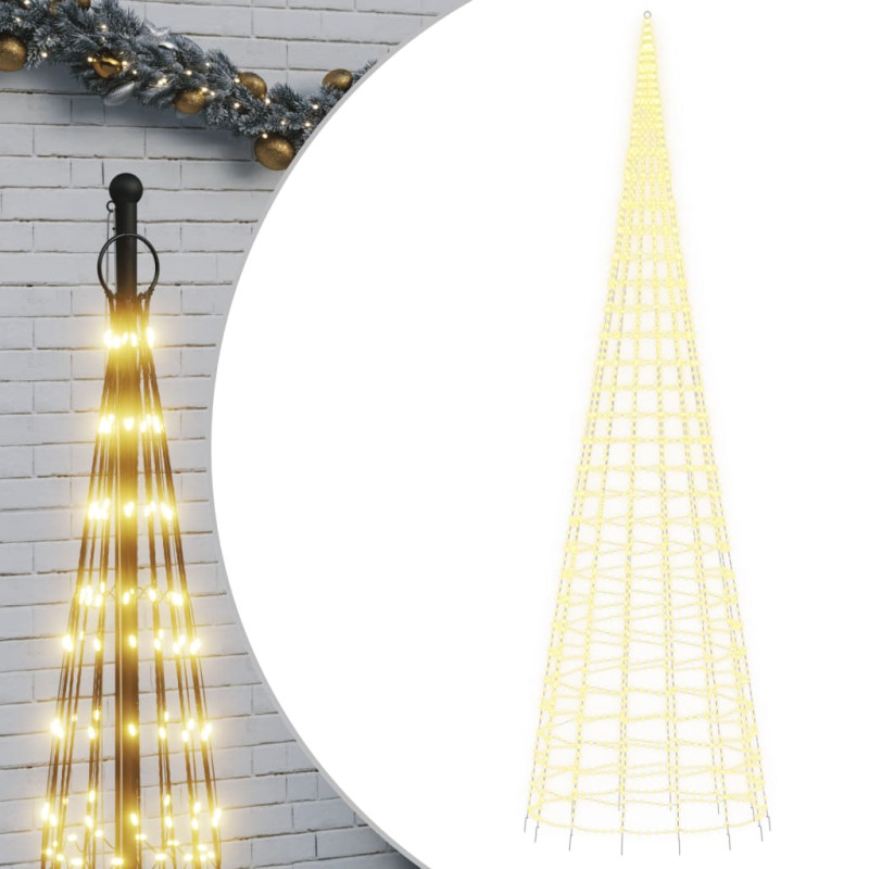 Arbre de Noël lumineux sur mât de drapeau 3000 LED blanc 800 cm