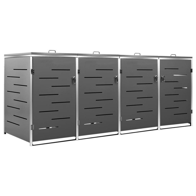 Abri pour quatre poubelles 276,5x77,5x112,5 cm Inox