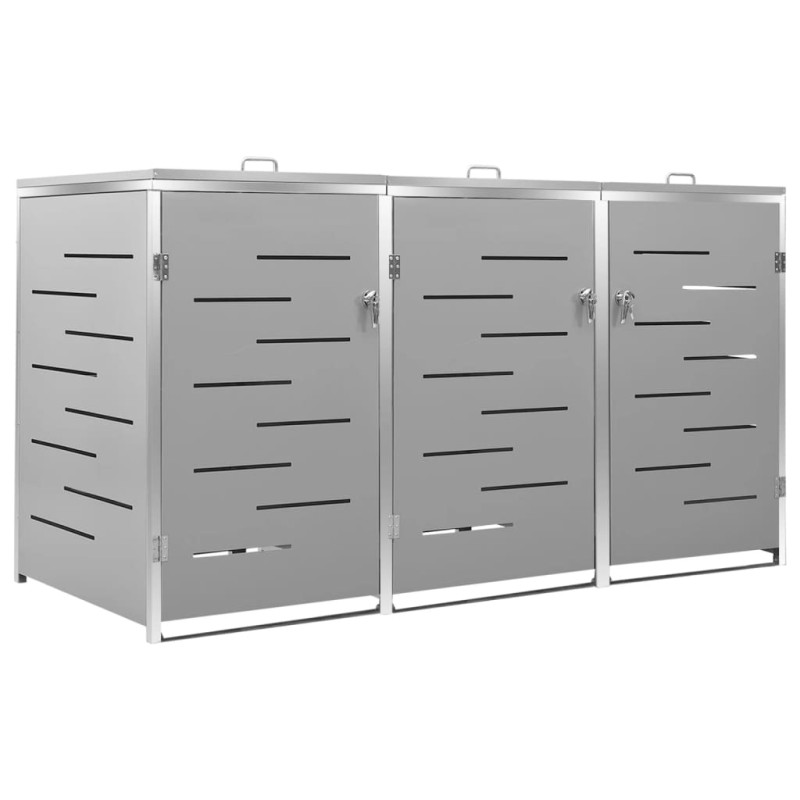 Abri pour trois poubelles 207x77,5x112,5 cm Inox