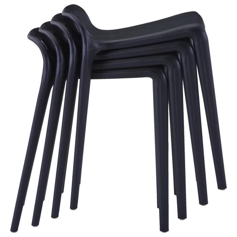 Tabourets empilables lot de 4 noir plastique