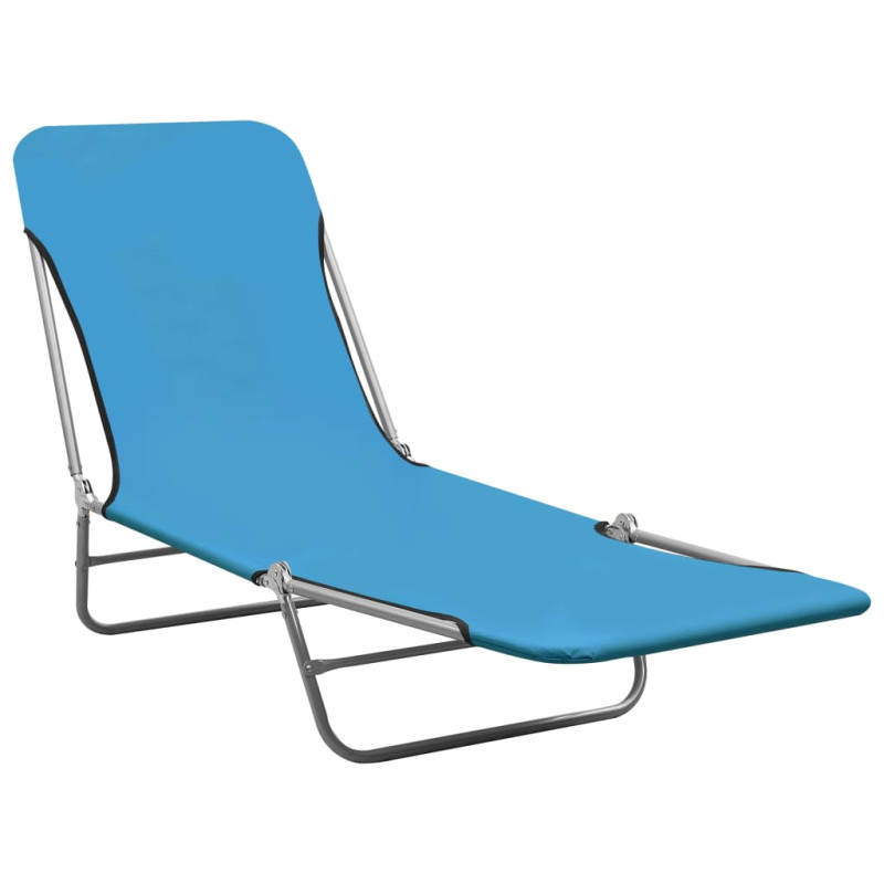 Chaises longues pliables lot de 2 Acier et tissu Bleu