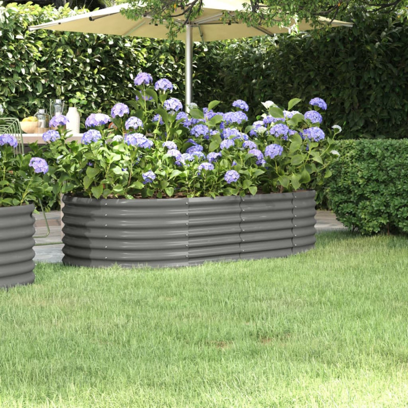 Lit surélevé de jardin Acier enduit de poudre 152x80x36 cm gris