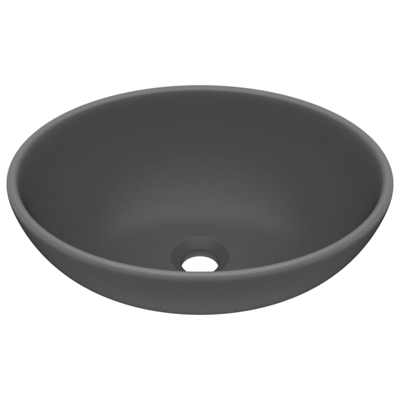 Lavabo ovale de luxe Gris foncé mat 40x33 cm Céramique