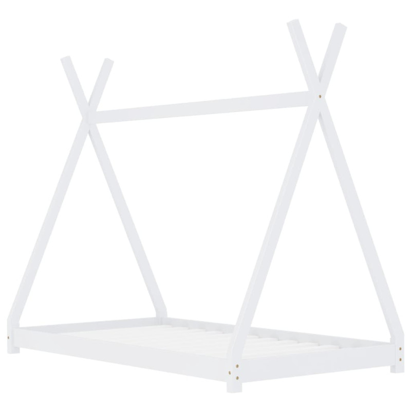 Cadre de lit d enfant Blanc Bois de pin massif 70x140 cm