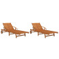 Chaises longues lot de 2 Bois d acacia solide