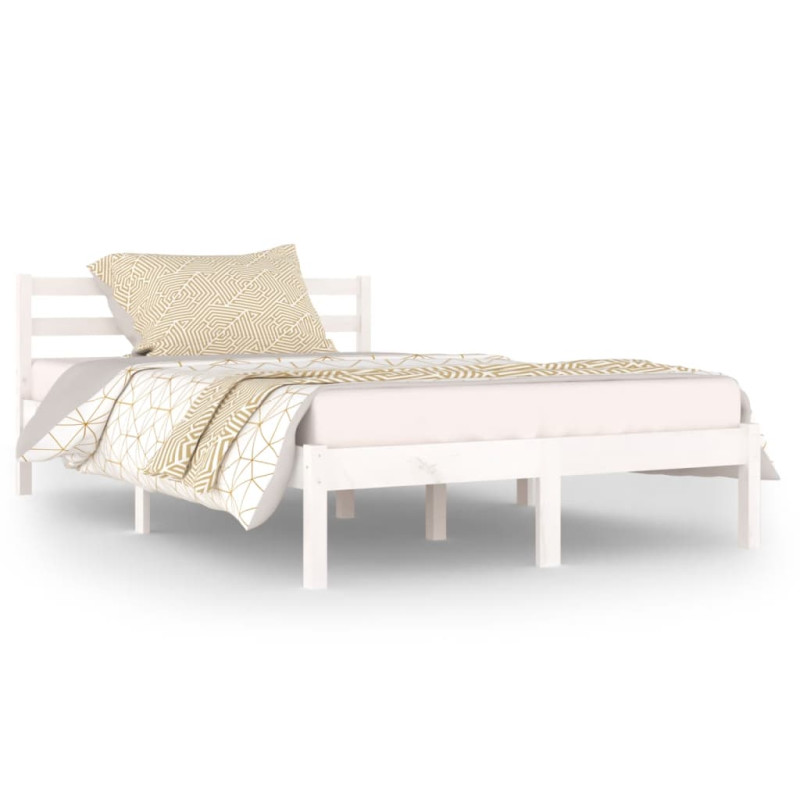 Cadre de lit sans matelas bois de pin massif 120x200 cm blanc