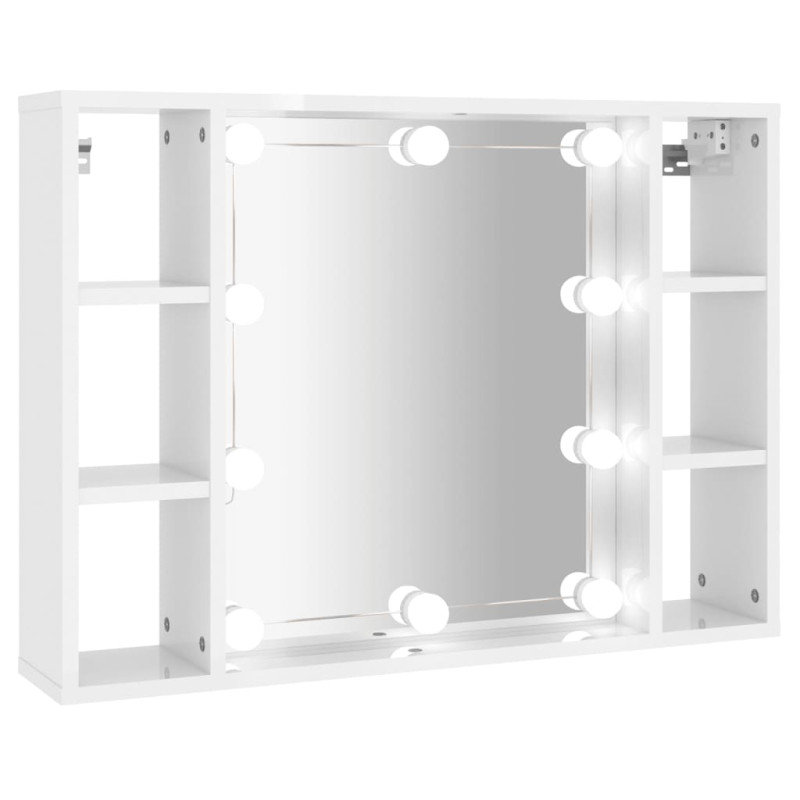 Armoire de miroir avec LED Blanc brillant 76x15x55 cm