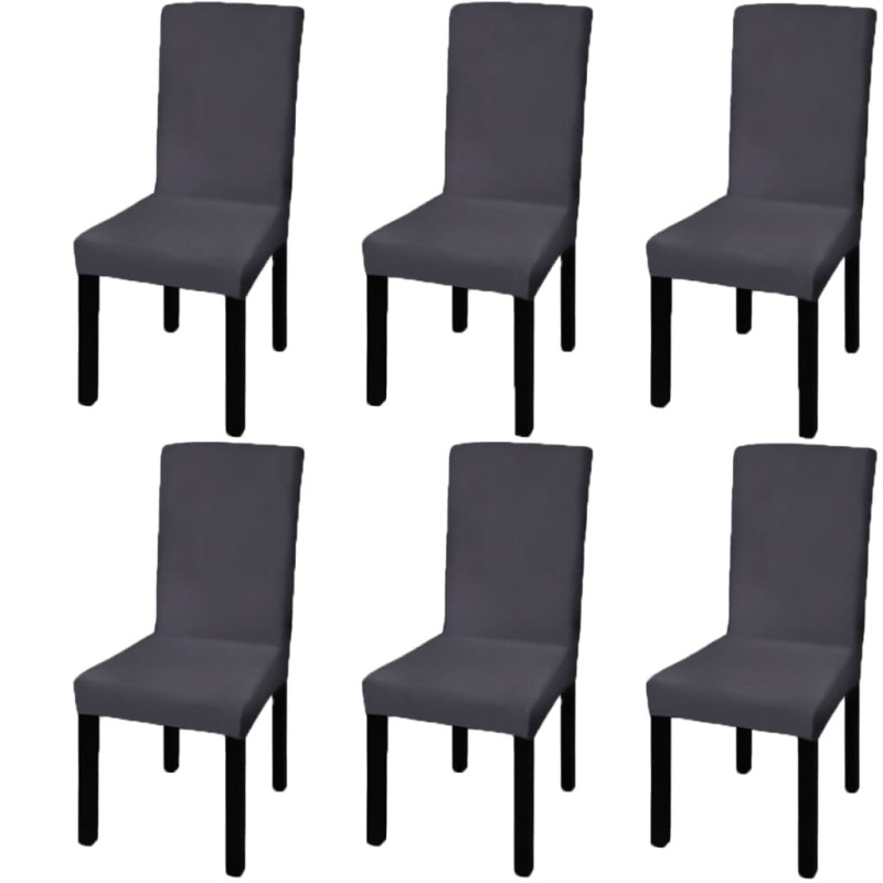 Housse de chaise droite extensible 6 pcs anthracite