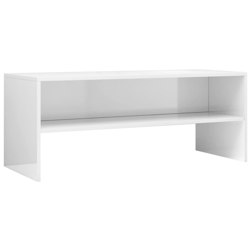 Meuble TV Blanc brillant 100x40x40 cm Bois d’ingénierie