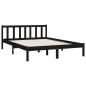 Cadre de lit sans matelas noir bois massif 140x190 cm