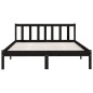 Cadre de lit sans matelas noir bois massif 140x190 cm