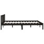 Cadre de lit sans matelas noir bois massif 140x190 cm