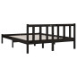 Cadre de lit sans matelas noir bois massif 140x190 cm