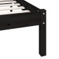 Cadre de lit sans matelas noir bois massif 140x190 cm