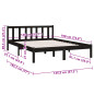 Cadre de lit sans matelas noir bois massif 140x190 cm