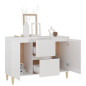 Buffet blanc brillant 101x35x70 cm bois d ingénierie