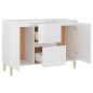 Buffet blanc brillant 101x35x70 cm bois d ingénierie