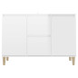 Buffet blanc brillant 101x35x70 cm bois d ingénierie