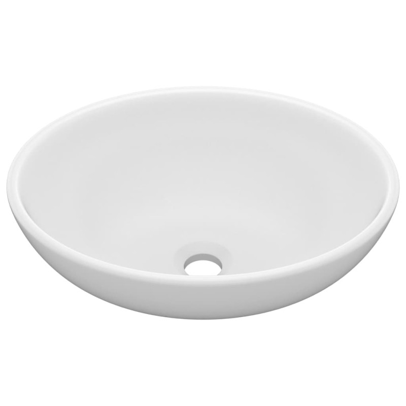 Lavabo ovale de luxe Blanc mat 40x33 cm Céramique