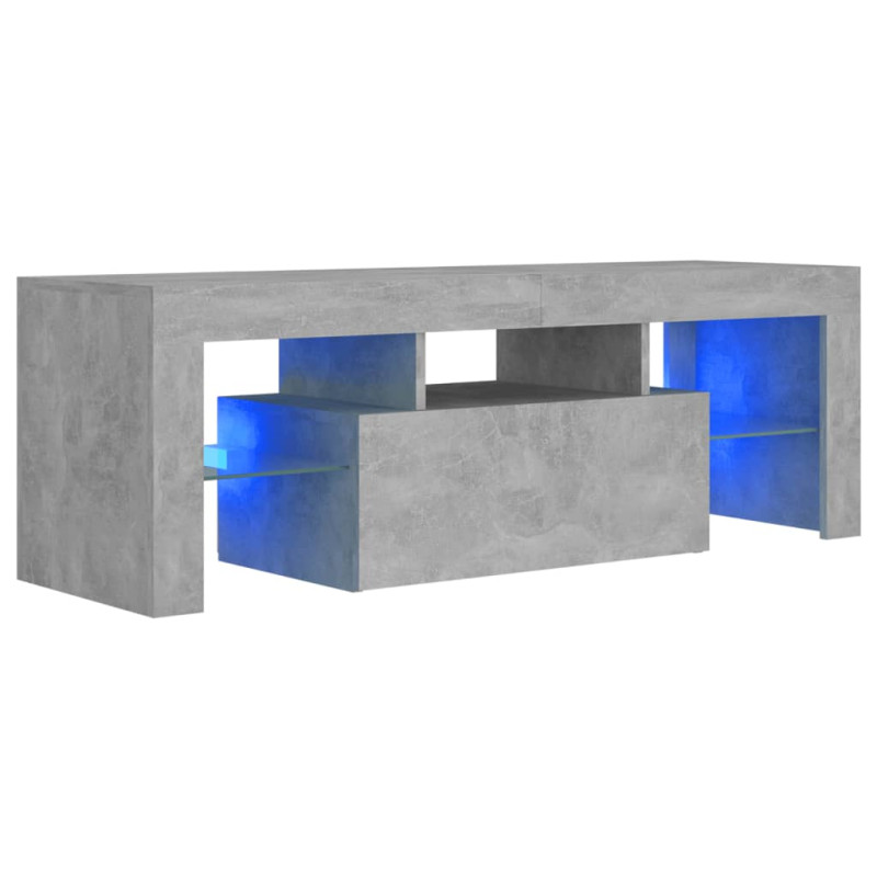 Meuble TV avec lumières LED gris béton 120x35x40 cm