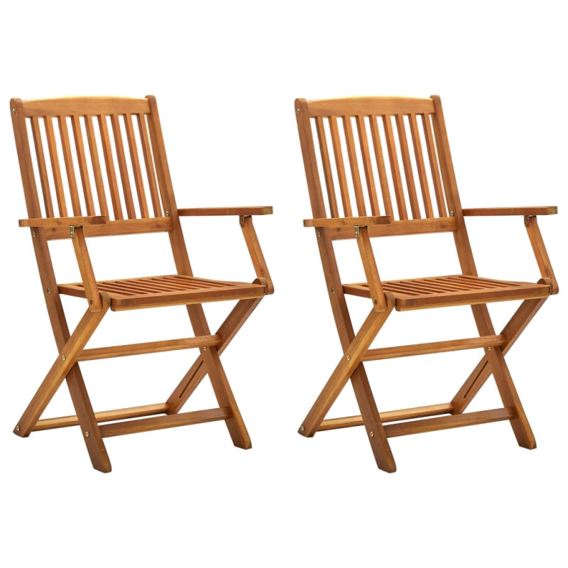 Chaises pliables d extérieur lot de 2 Bois d acacia solide