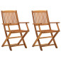 Chaises pliables d extérieur lot de 2 Bois d acacia solide