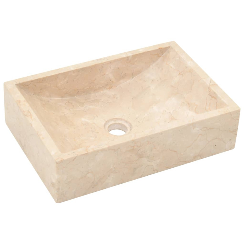 Lavabo 45x30x12 cm marbre crème brillant