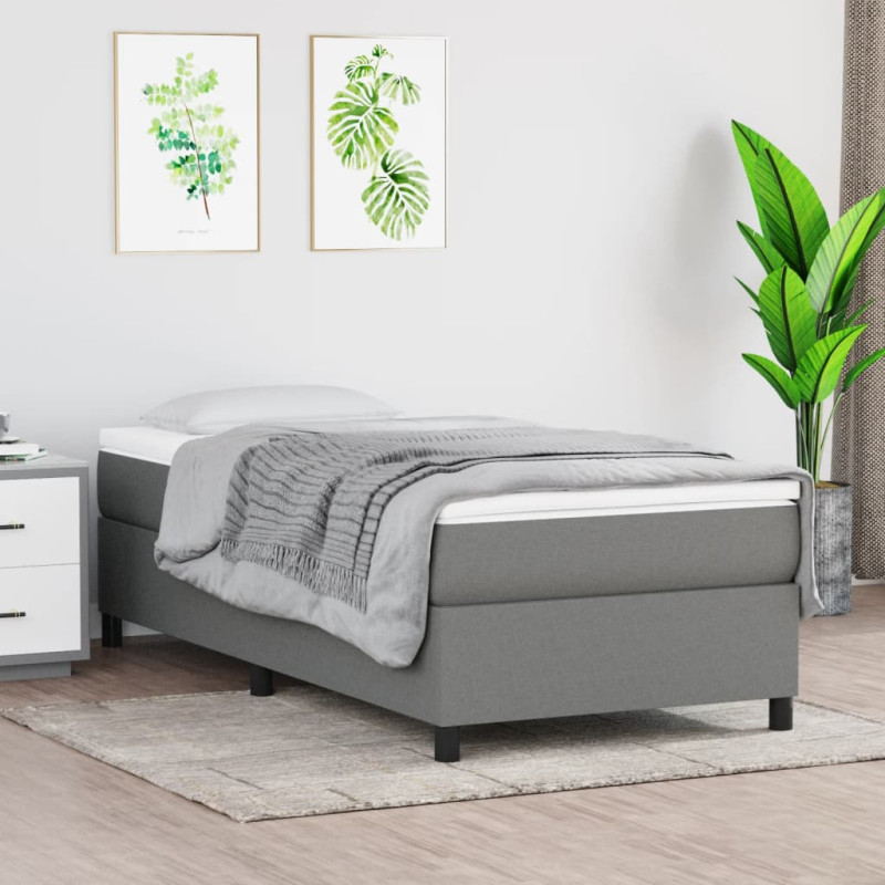 Cadre de lit sans matelas gris foncé 90x200 cm tissu