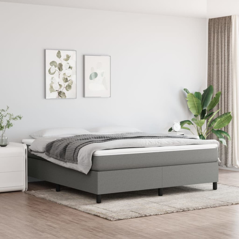 Cadre de lit sans matelas gris foncé 160x200 cm tissu