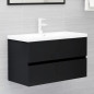 Ensemble de meubles salle de bain 2 pcs noir bois d ingénierie