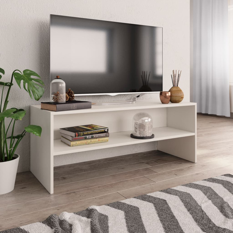 Meuble TV Blanc 100x40x40 cm Bois d’ingénierie