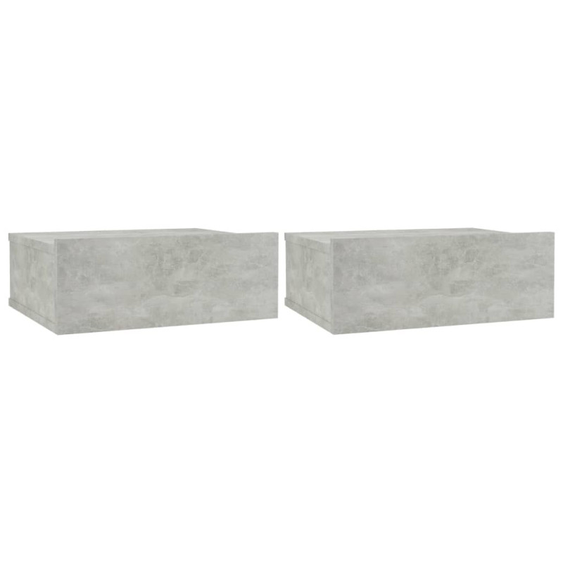 Tables de chevet flottantes 2 pcs Gris béton Bois d ingénierie