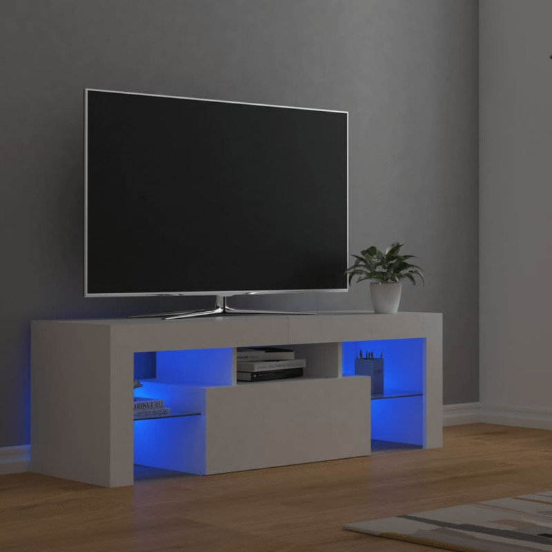 Meuble TV avec lumières LED Blanc 120x35x40 cm